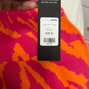 Fashion Nova Vibrant Pink and Orange Dress